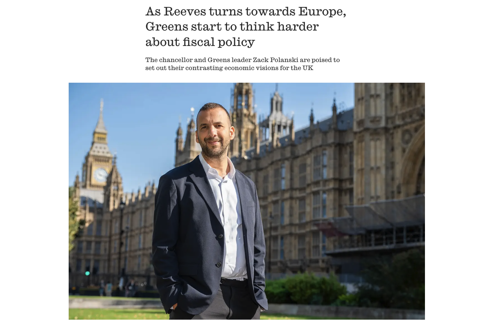 As Reeves turns towards Europe, Greens start to think harder about fiscal policy