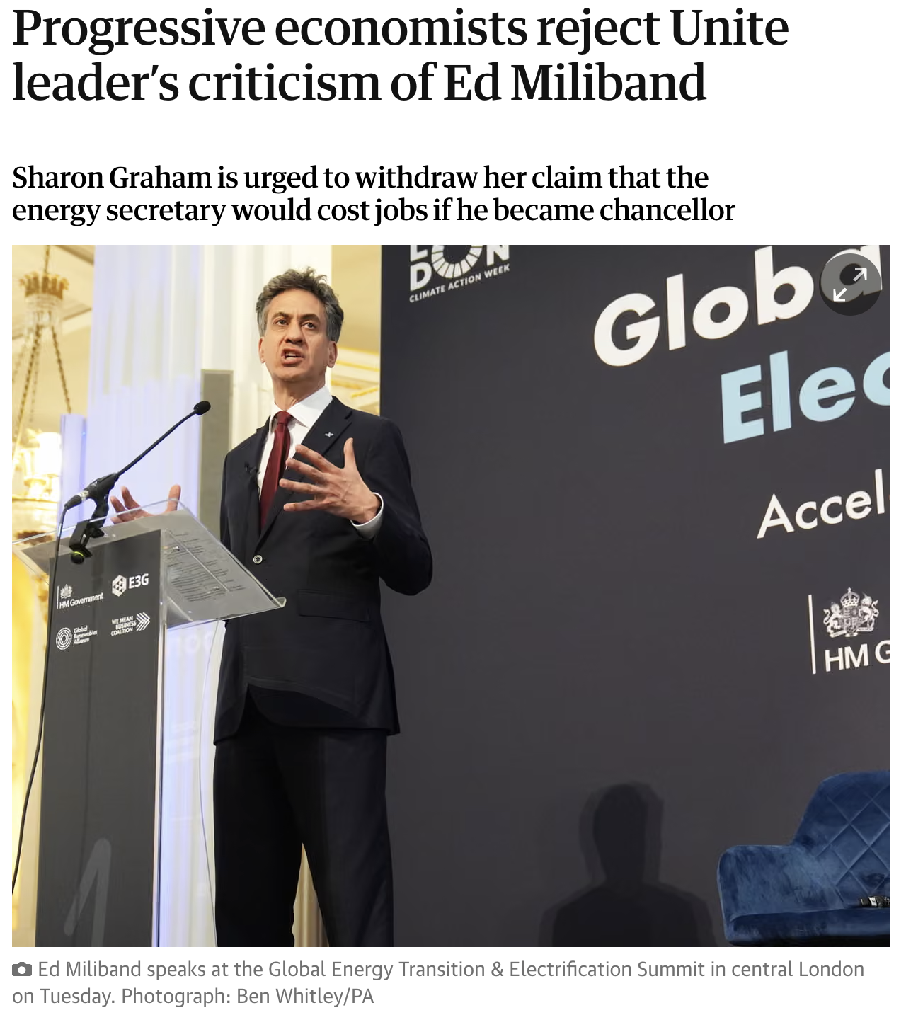 Progressive economists reject Unite leader’s criticism of Ed Miliband