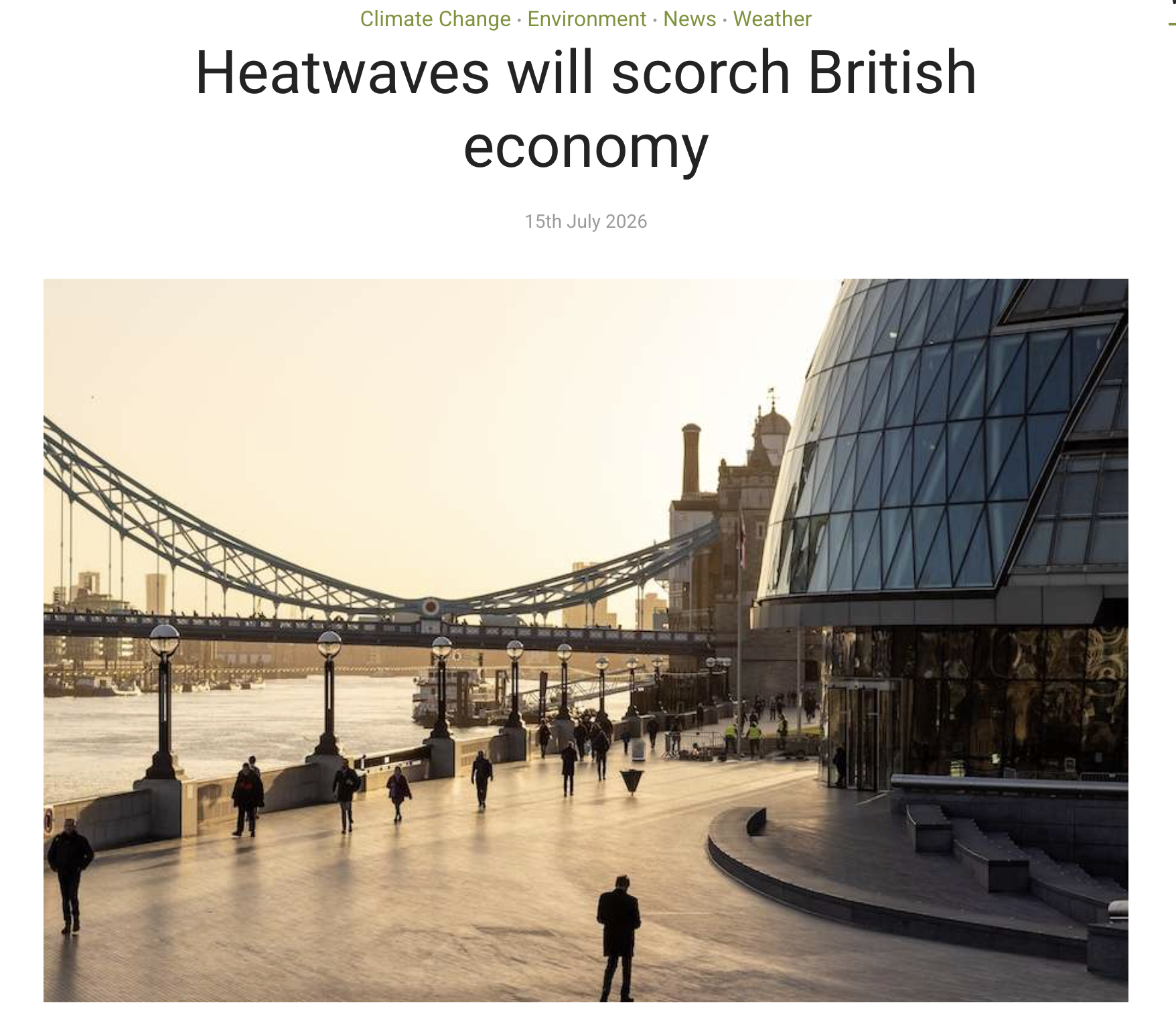 Heatwaves will scorch British economy