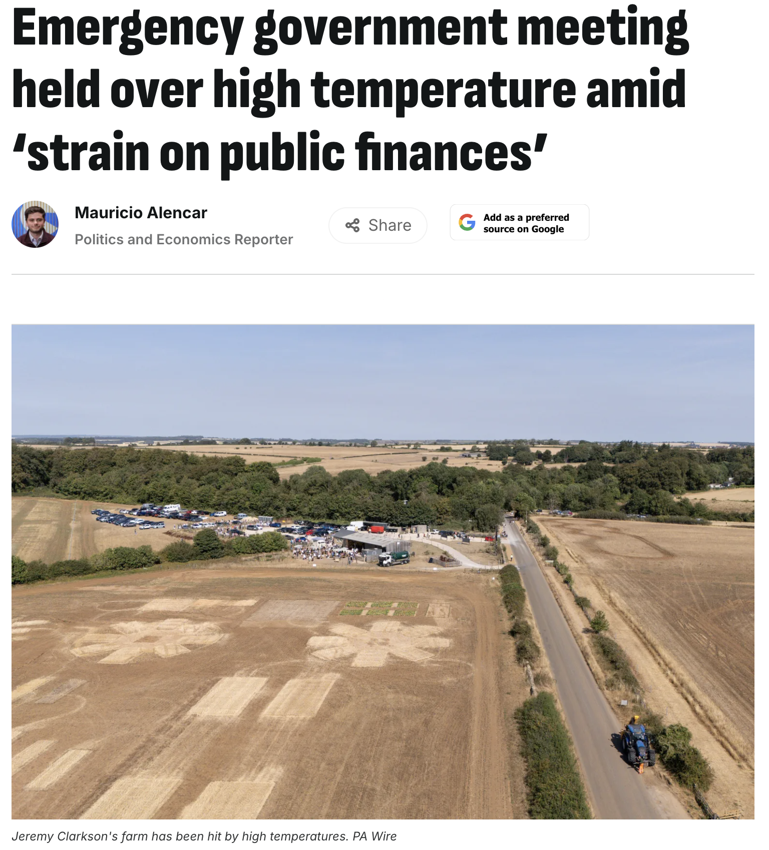 Emergency government meeting held over high temperature amid ‘strain on public finances’