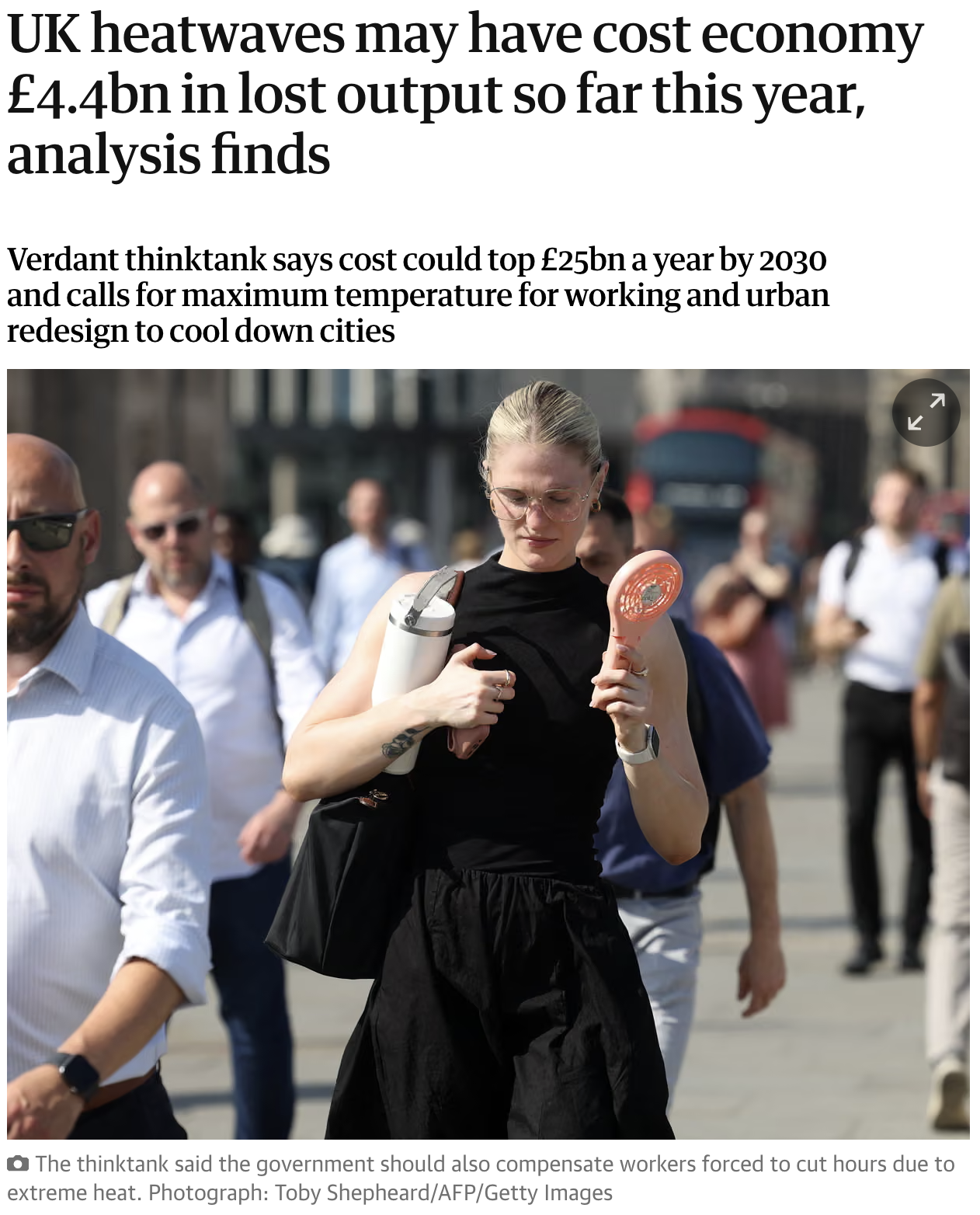 UK heatwaves may have cost economy £4.4bn in lost output so far this year, analysis finds