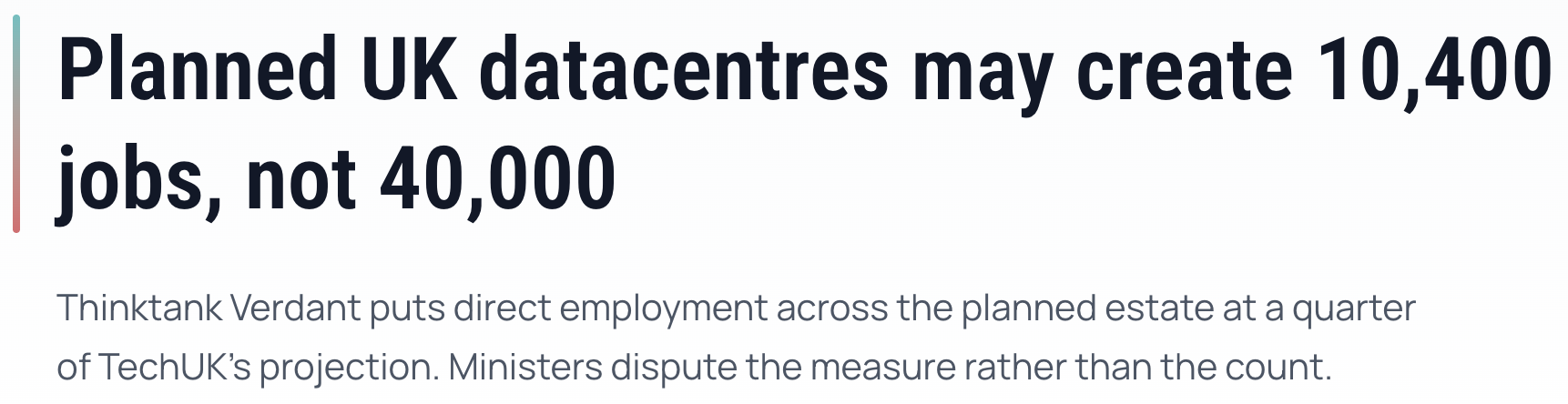 Planned UK datacentres may create 10,400 jobs, not 40,000