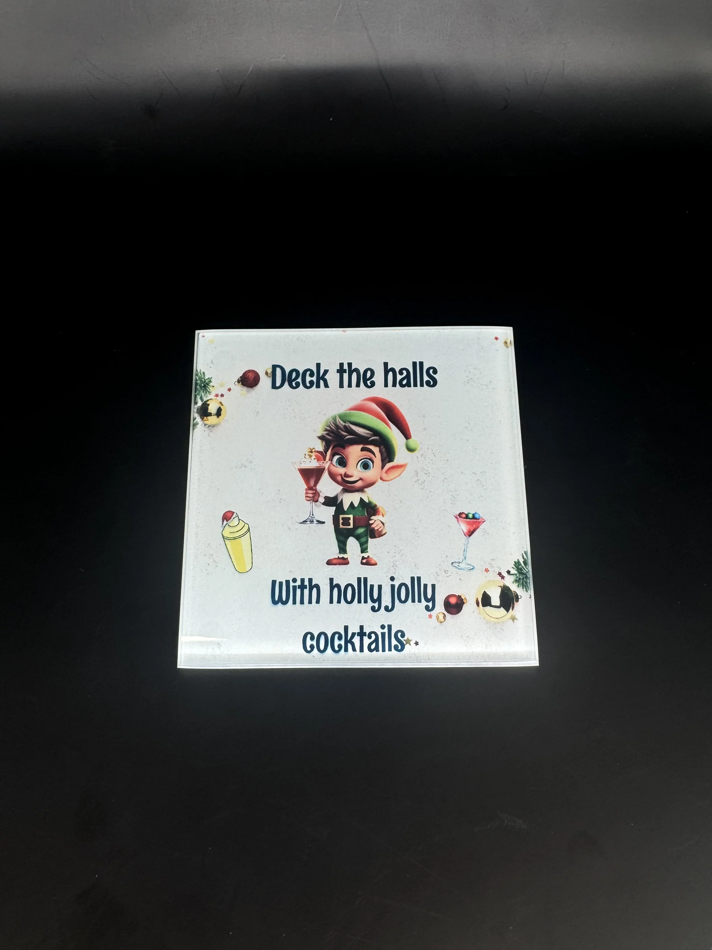 Christmas Square Tempered Glass Coasters