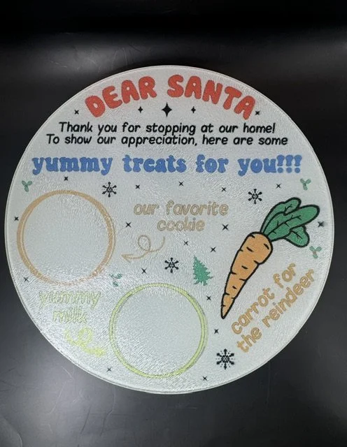 Christmas Round Tempered Glass Chopping /Cutting Board.