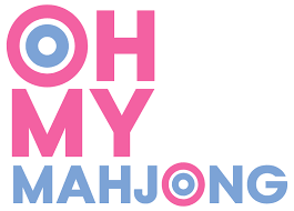 oh my mahjong logo in pink and purple