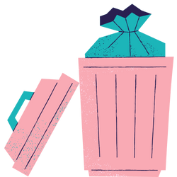 A pink gift box with a blue ribbon and a pink mug beside it.