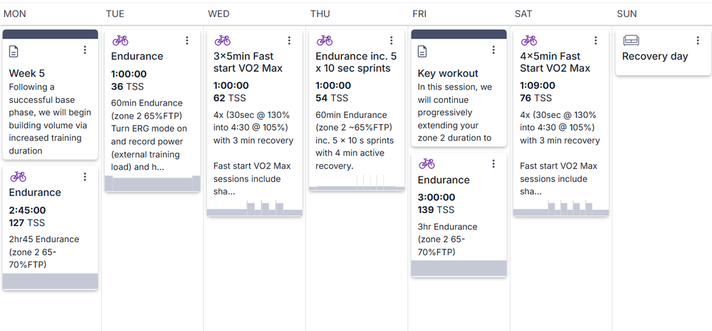 Example week from a Jack Brown Endurance training plan in TrainingPeaks