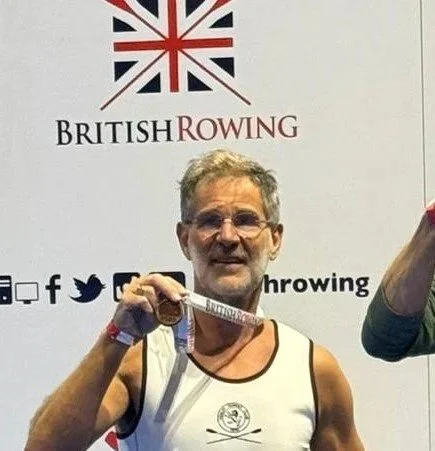 David, masters rower, with British Rowing medal