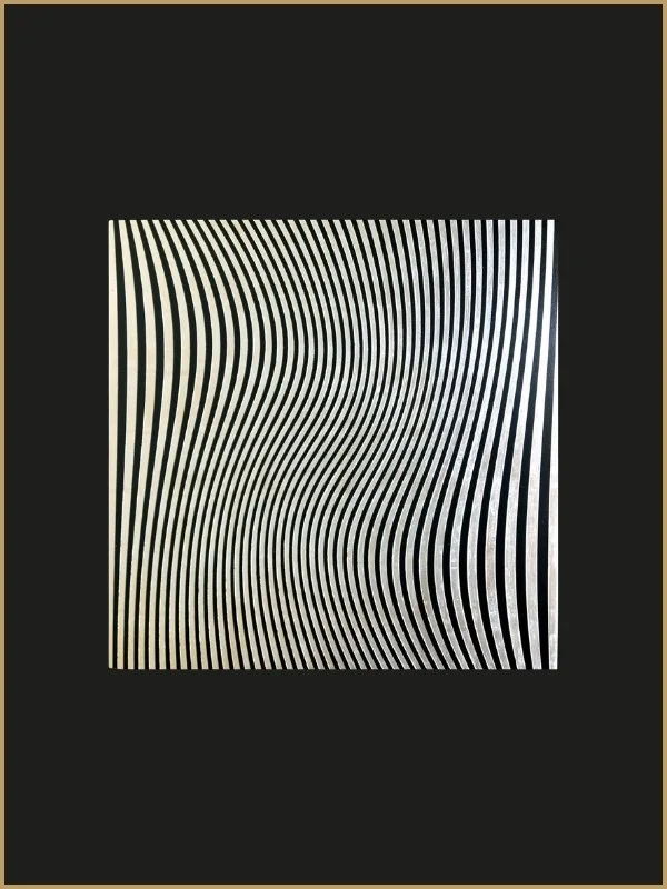 Illusion d'optique avec des lignes noires ondulées sur fond blanc, créant un effet de mouvement.