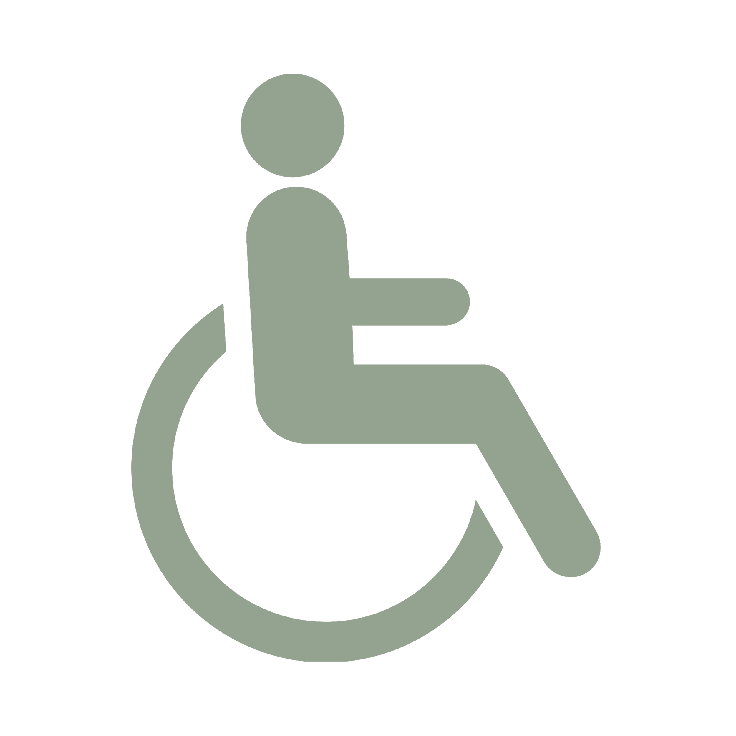 Behindertenparkplatz-Symbol in Grau auf schwarzem Hintergrund.