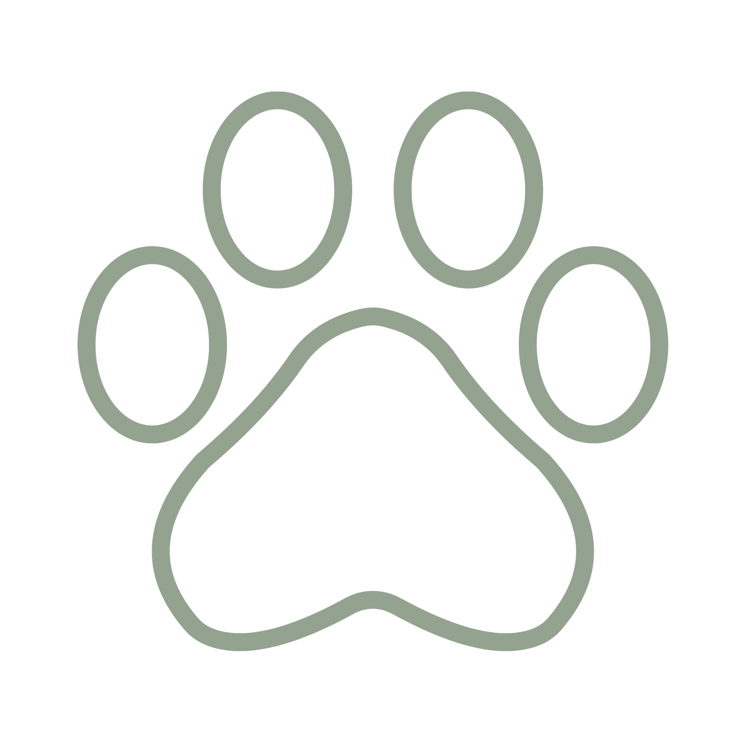 Grafik eines Hundepfoten-Icons auf schwarzem Hintergrund.