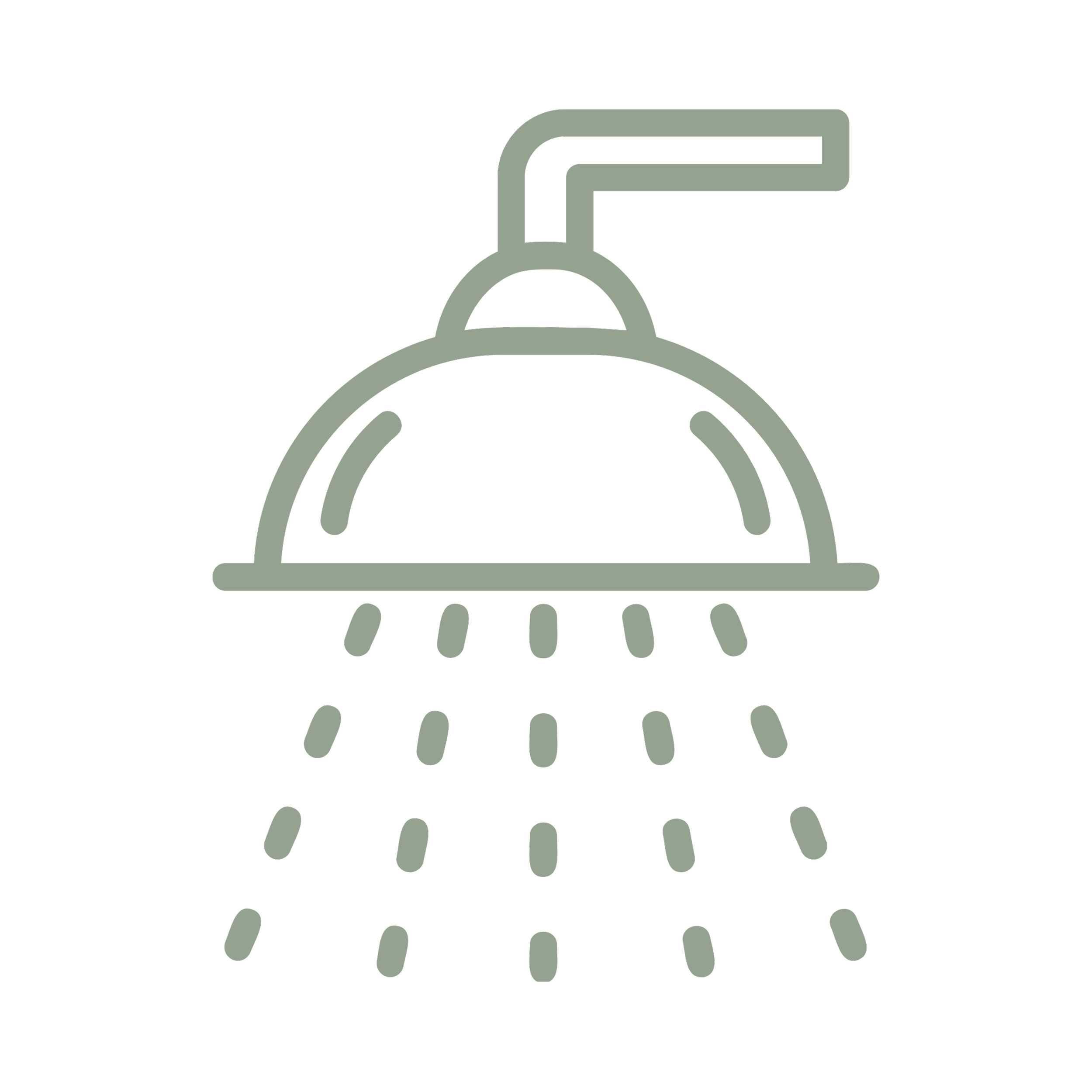 Symbol eines Duschkopfs mit Wasserstrahlen