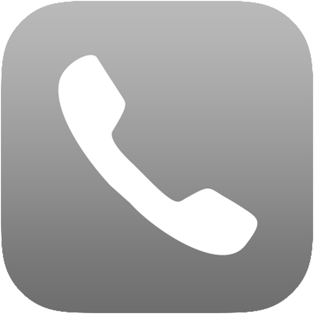 Icon of a telephone handset on a gray rounded square background.