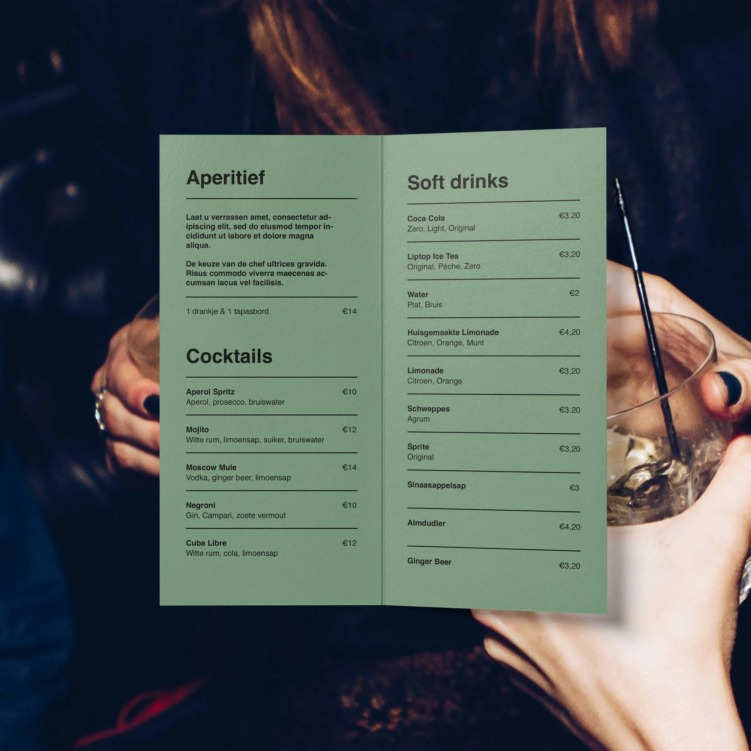 Menukaart laten ontwerpen voor een cocktailbar