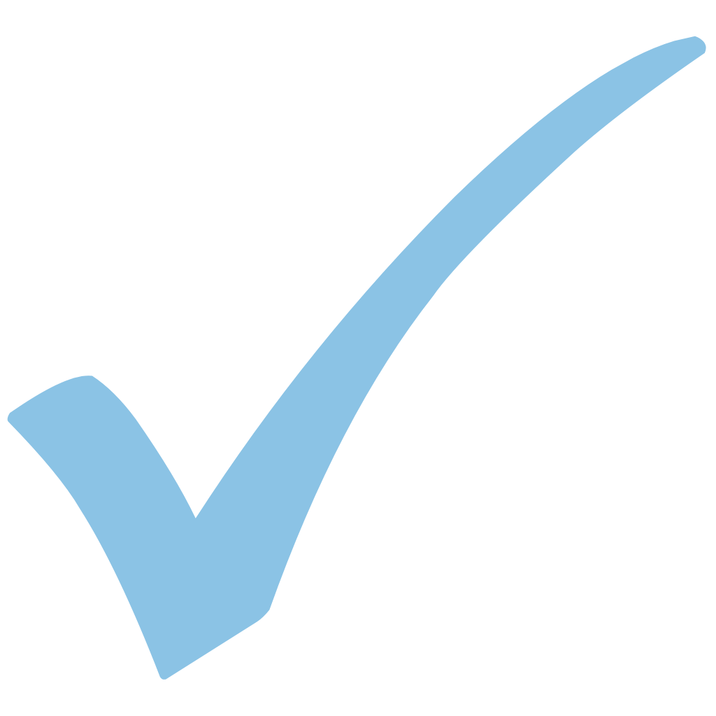 Blue check mark on a black background.