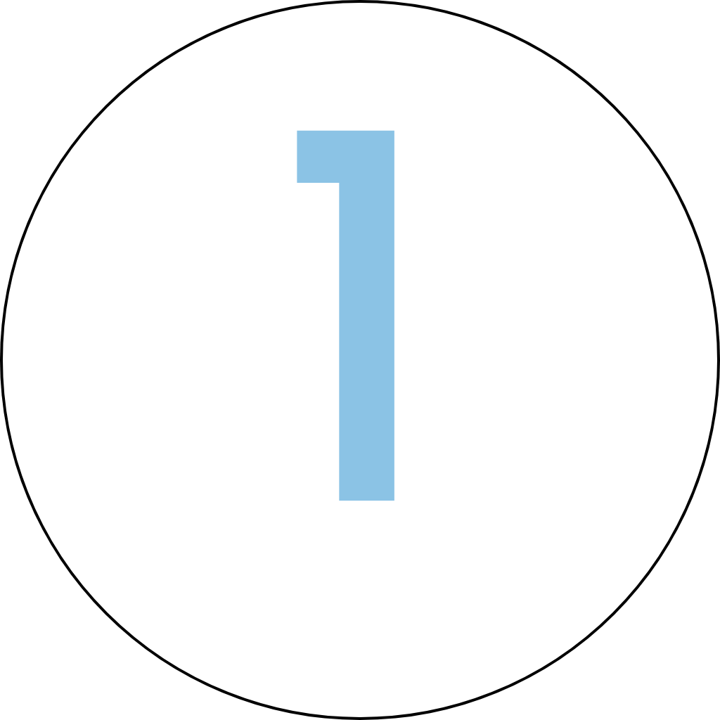 A countdown timer showing the number 1 in light blue on a white circular background.