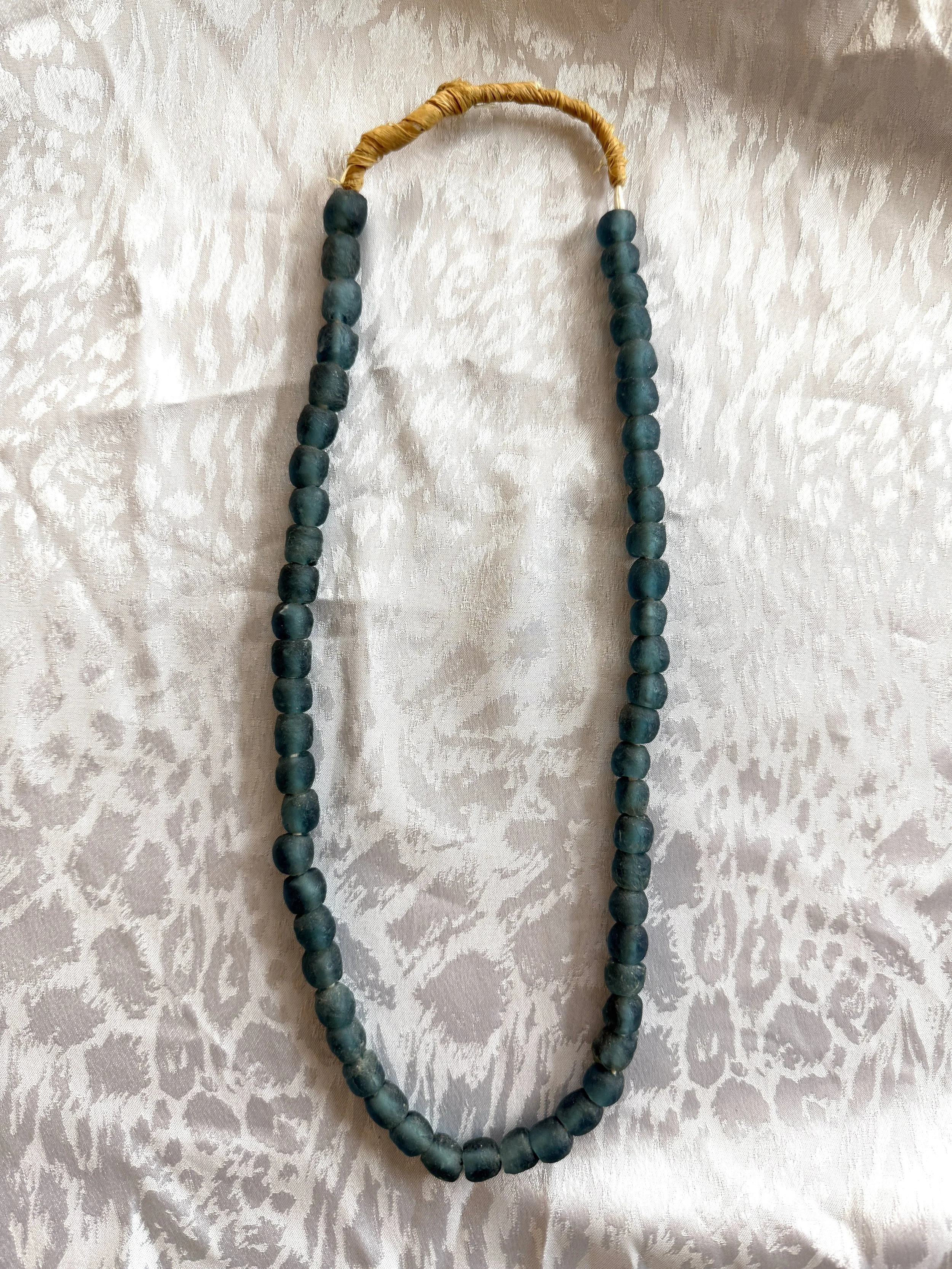 Sea glass necklace (teal blue)