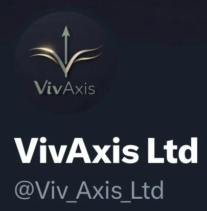 alt="VivAxis Ltd logo with upward arrow symbol and social media handle @Viv_Axis_Ltd"