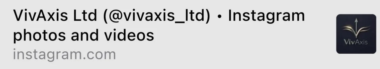 alt="VivAxis Ltd Instagram profile banner: official logo with upward arrow symbol, company name VivAxis and handle @vivivaxaxisis_ltd, showcasing inclusive wellness and fitness branding"