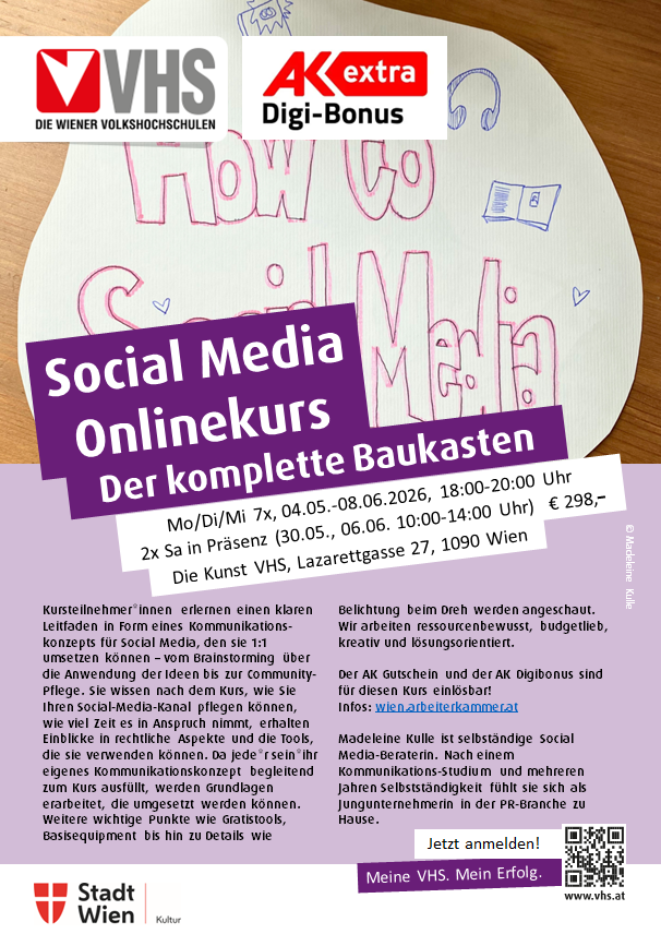 Madeleine Kulle VHS Wien Social Media Kurs "Der komplette Baukasten"