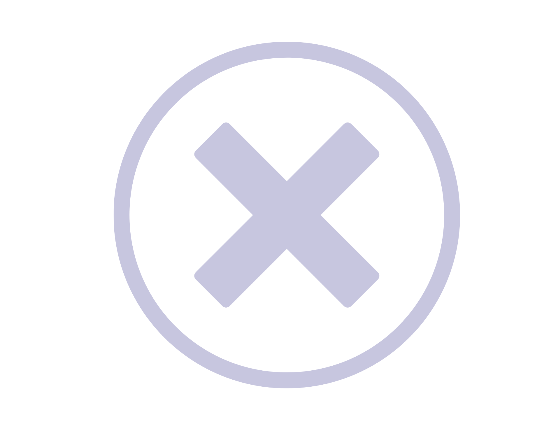 Gray circle with a large gray X inside, representing a canceled or close button.