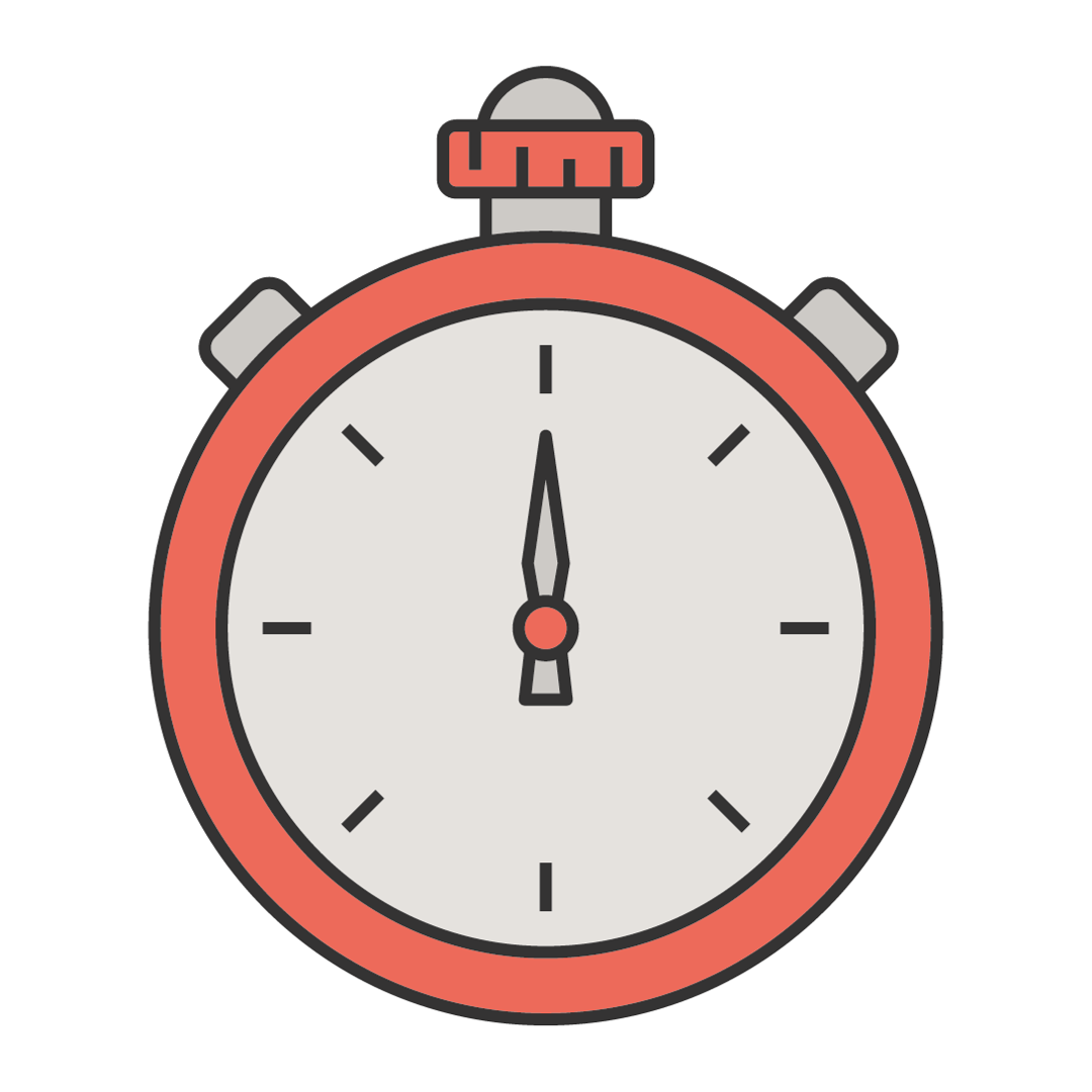 Illustration of a stopwatch showing 12:00.