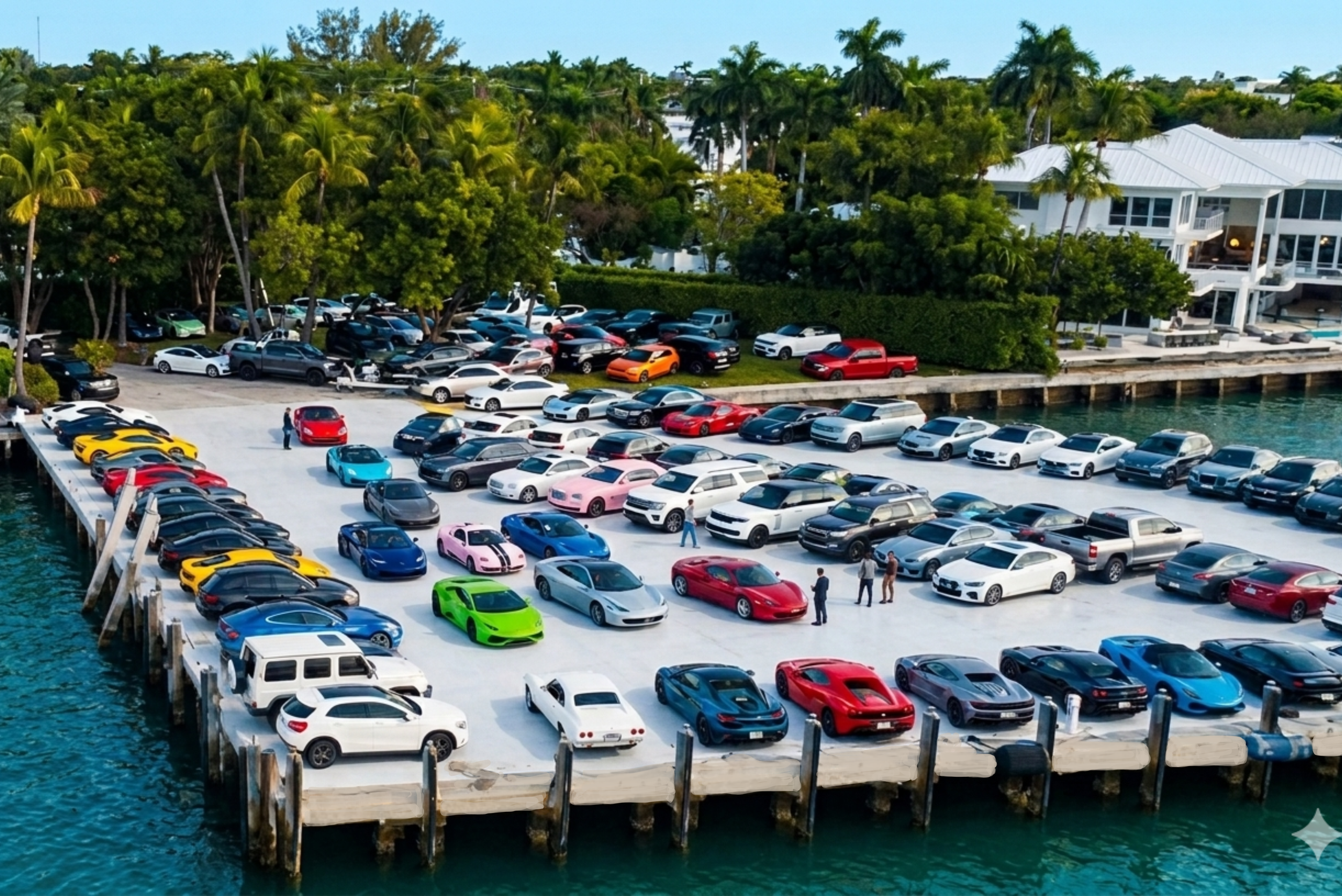 Helipad repurposed for private events—demonstrating capacity for 100+ vehicles.