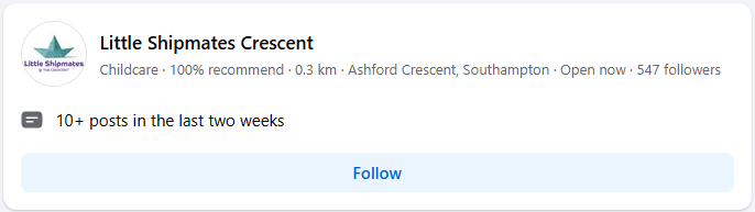 Facebook page for Little Shipmates @ the Crescent Day Nursery.