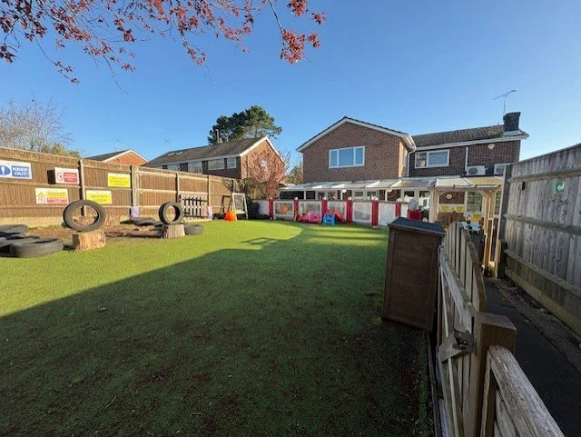 Large all weather outdoor garden at Little Shipmates day nursery in Hythe