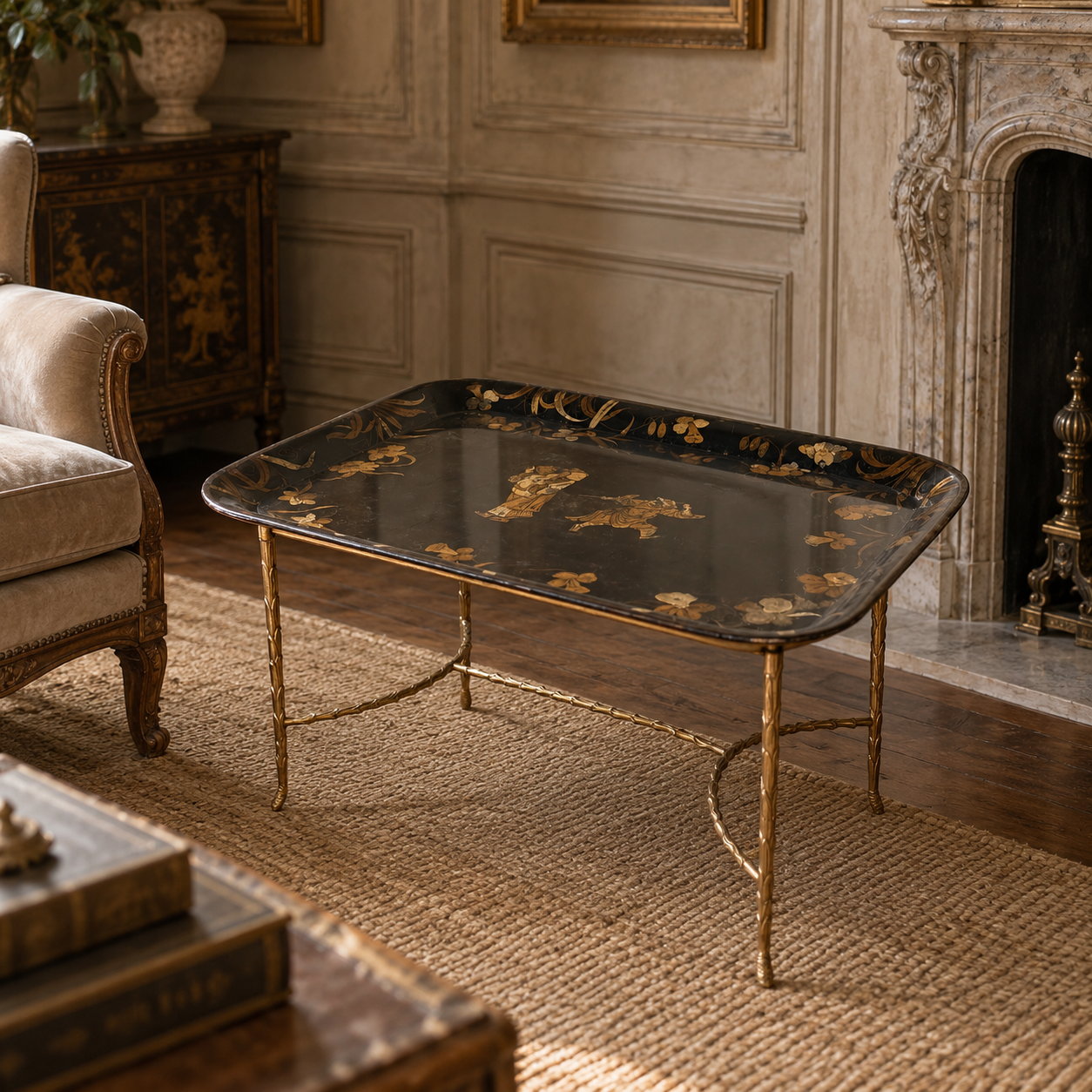 Chinoiserie 19th C Decorated Tole Tray
