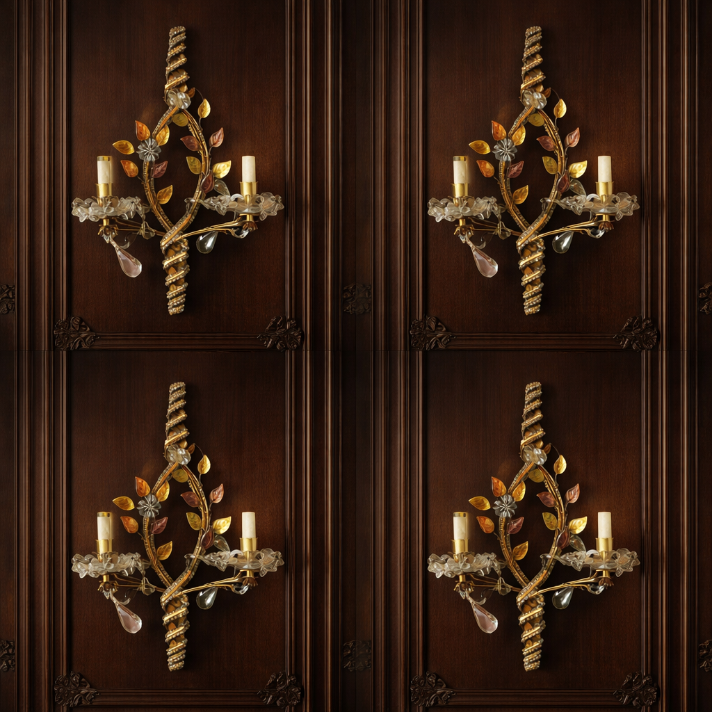 Set of 4 Gilt Metal Wall Lights