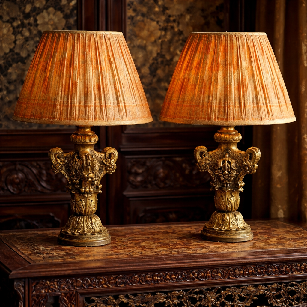 Pair of Italian Giltwood Lamps