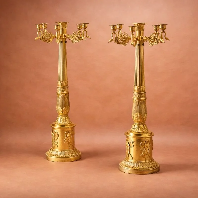 Pair Louis Philipe Gilt Bronze Candelabras
