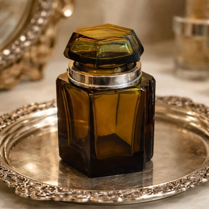 Lozenge Shape Moss Green Perfume Bottle