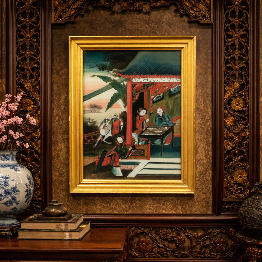 Chinese 19th Century Reverse Glass Painting