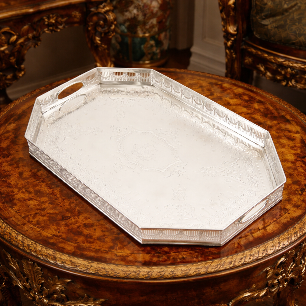 Victorian engraved Silver Plated Tray