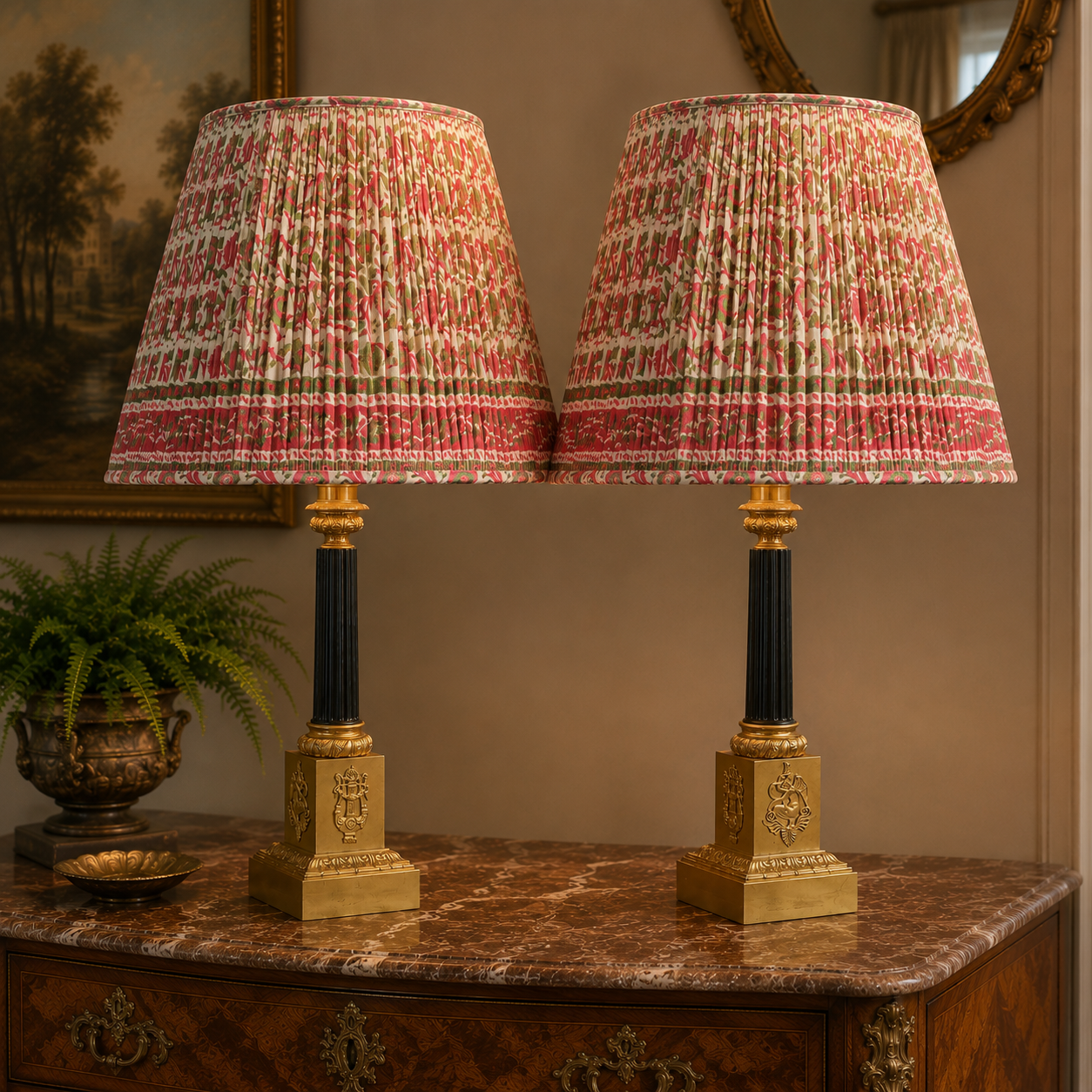 Pair Louis Philipe Column Lamps