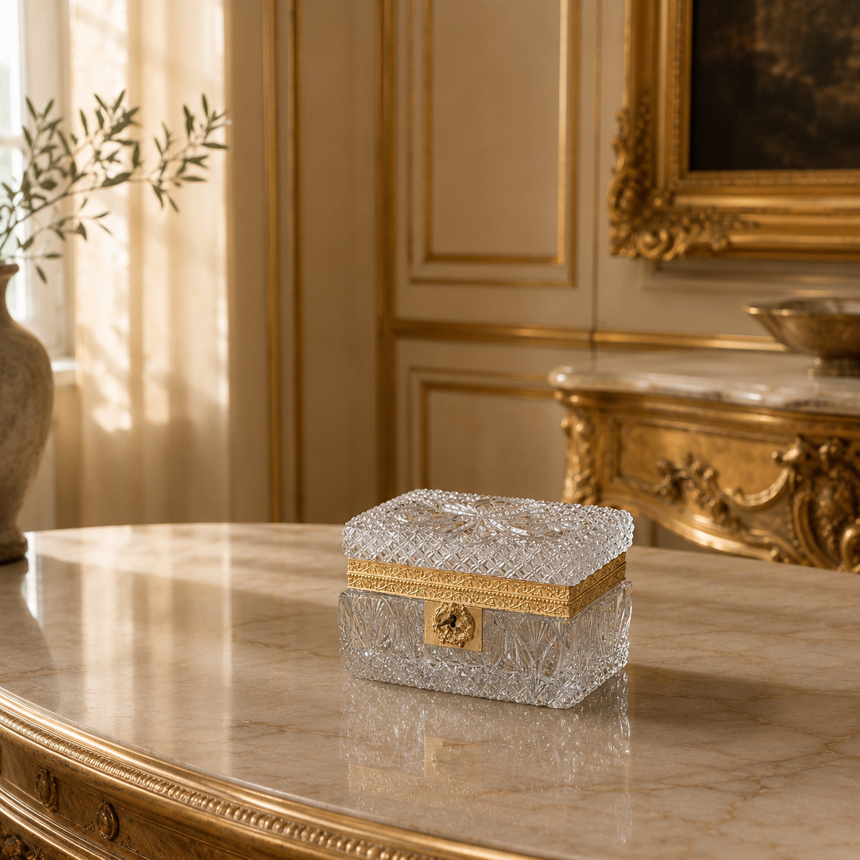 Louis Philipe Crystal Box with Gilt Bronze Mounts
