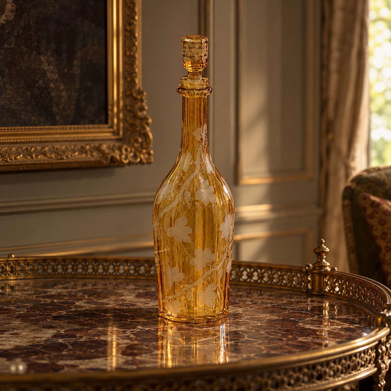 Amber Glass Decanter & Stopper