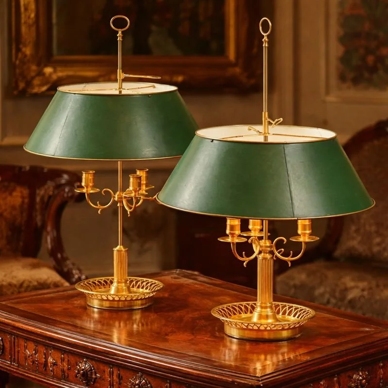 Pair French Empire Style Bouilotte Lamps