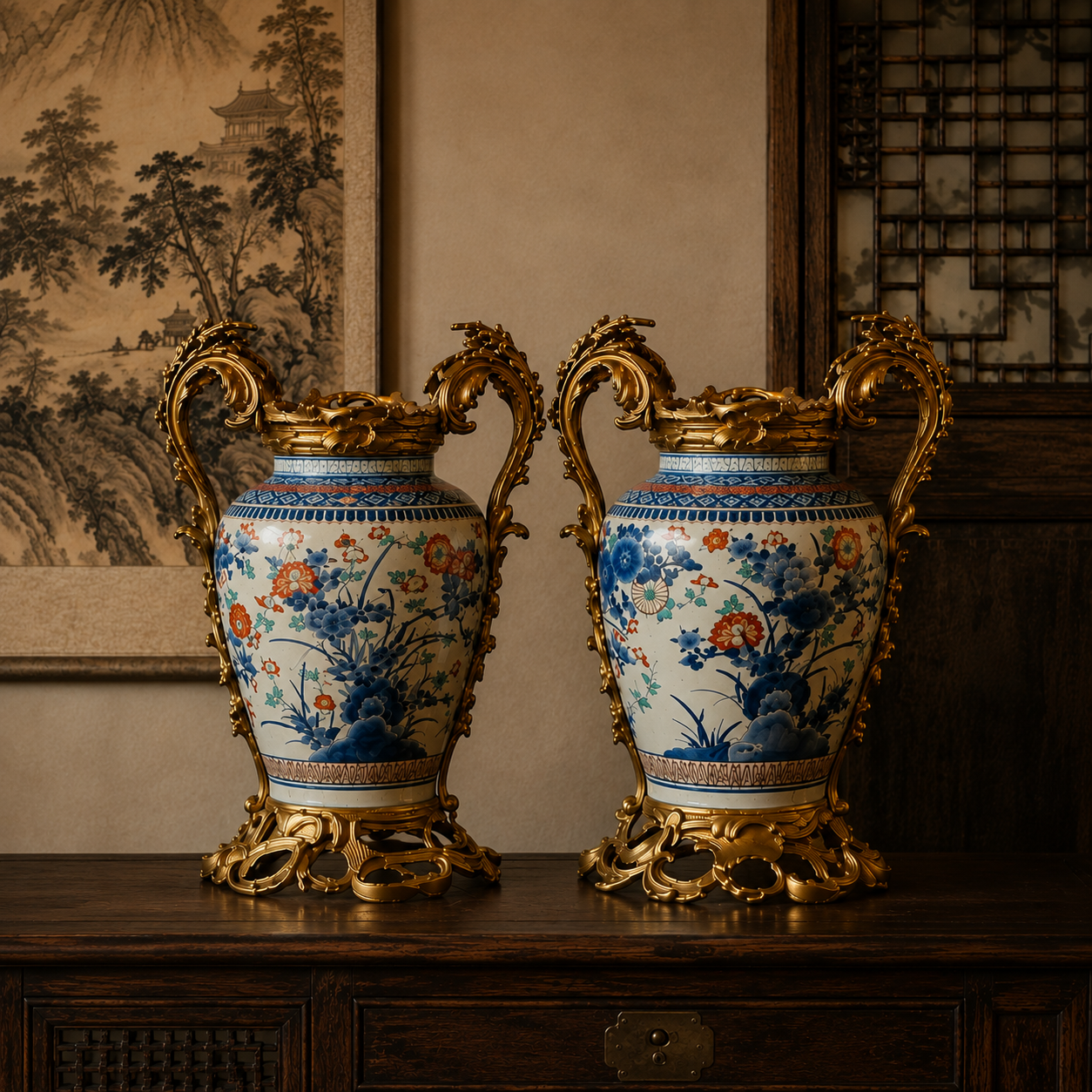 Japanese Arita Vases - Pair
