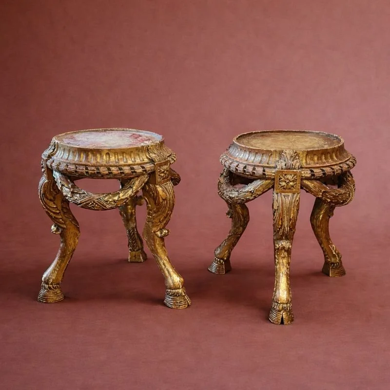 Pair Carved Giltwood Stands