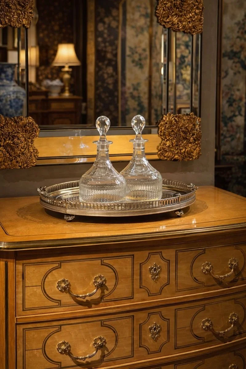 Pair Regency Mallett Shape Cut Glass Decanters