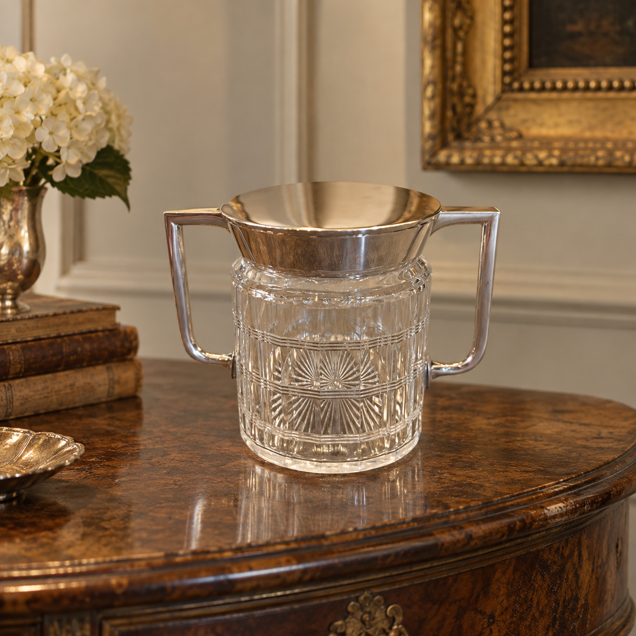 Silver Plate and Glass Biscuit Box