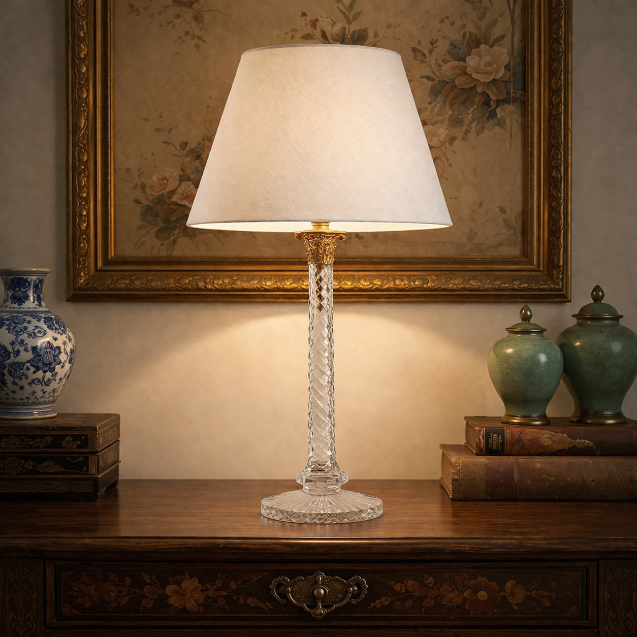 Contemporary Glass Facet Cut Lamp