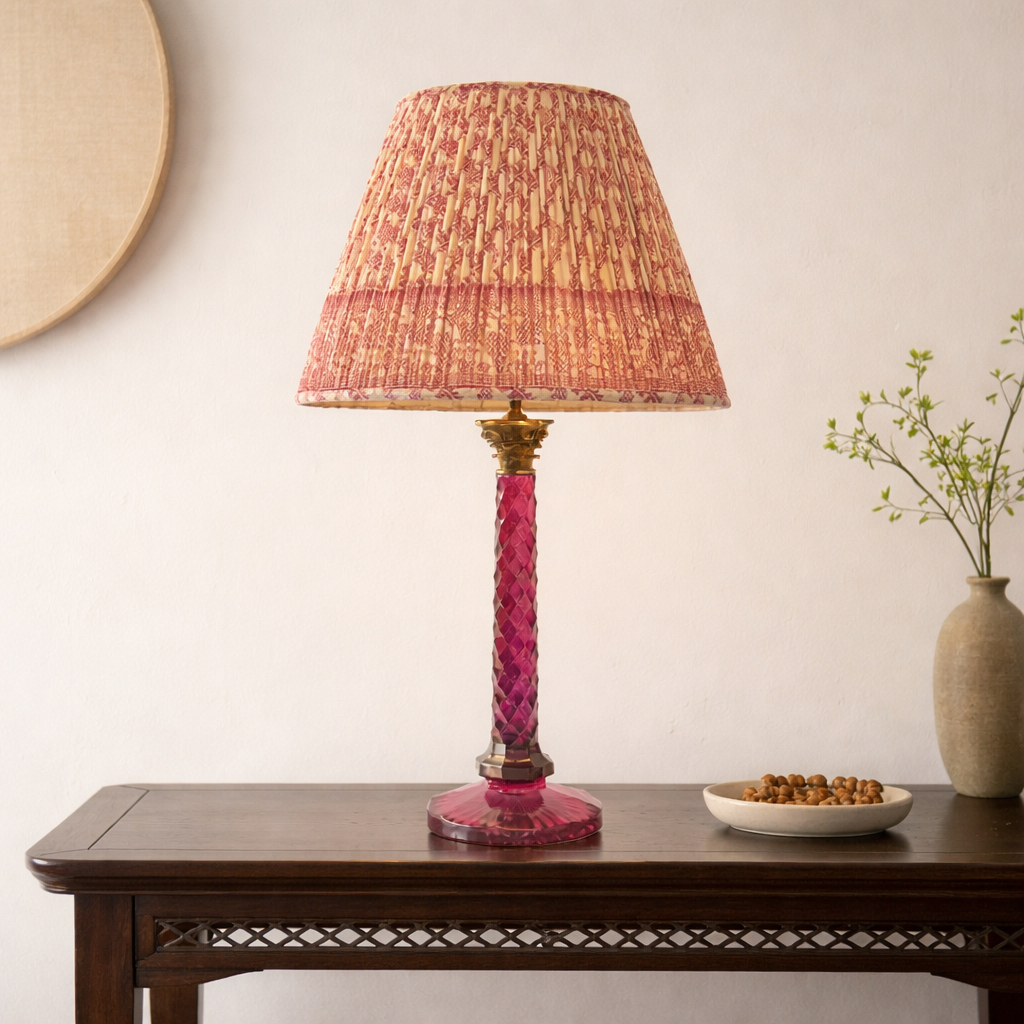 Red Glass Facet Cut Lamp