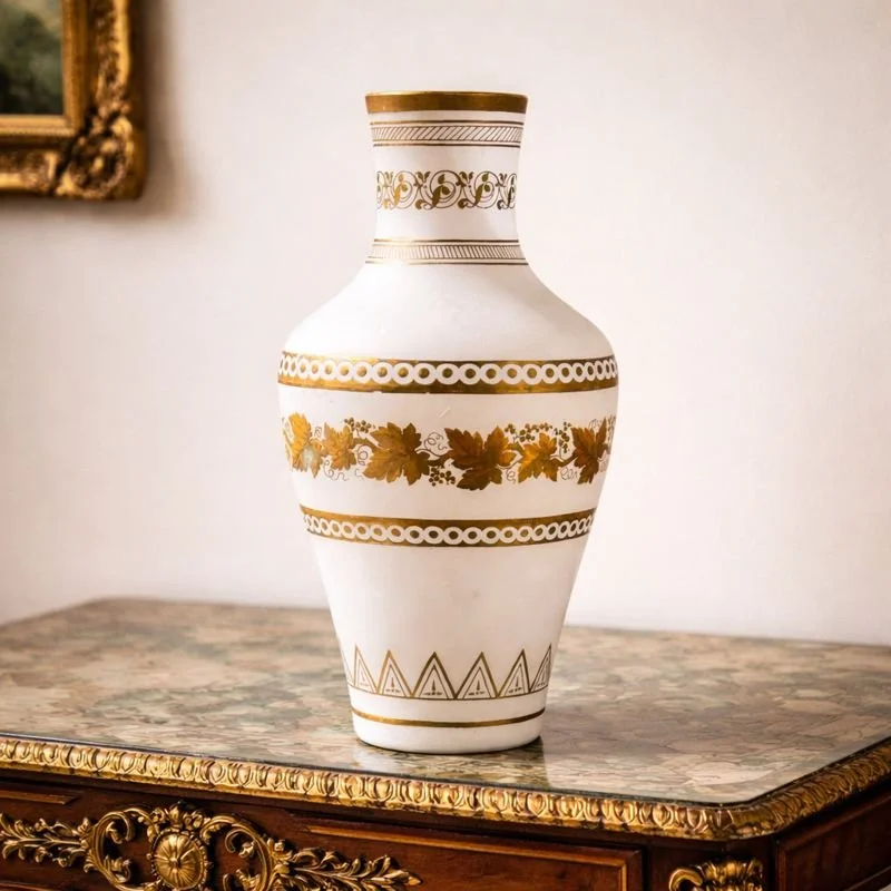 French White Opaque Glass Vase