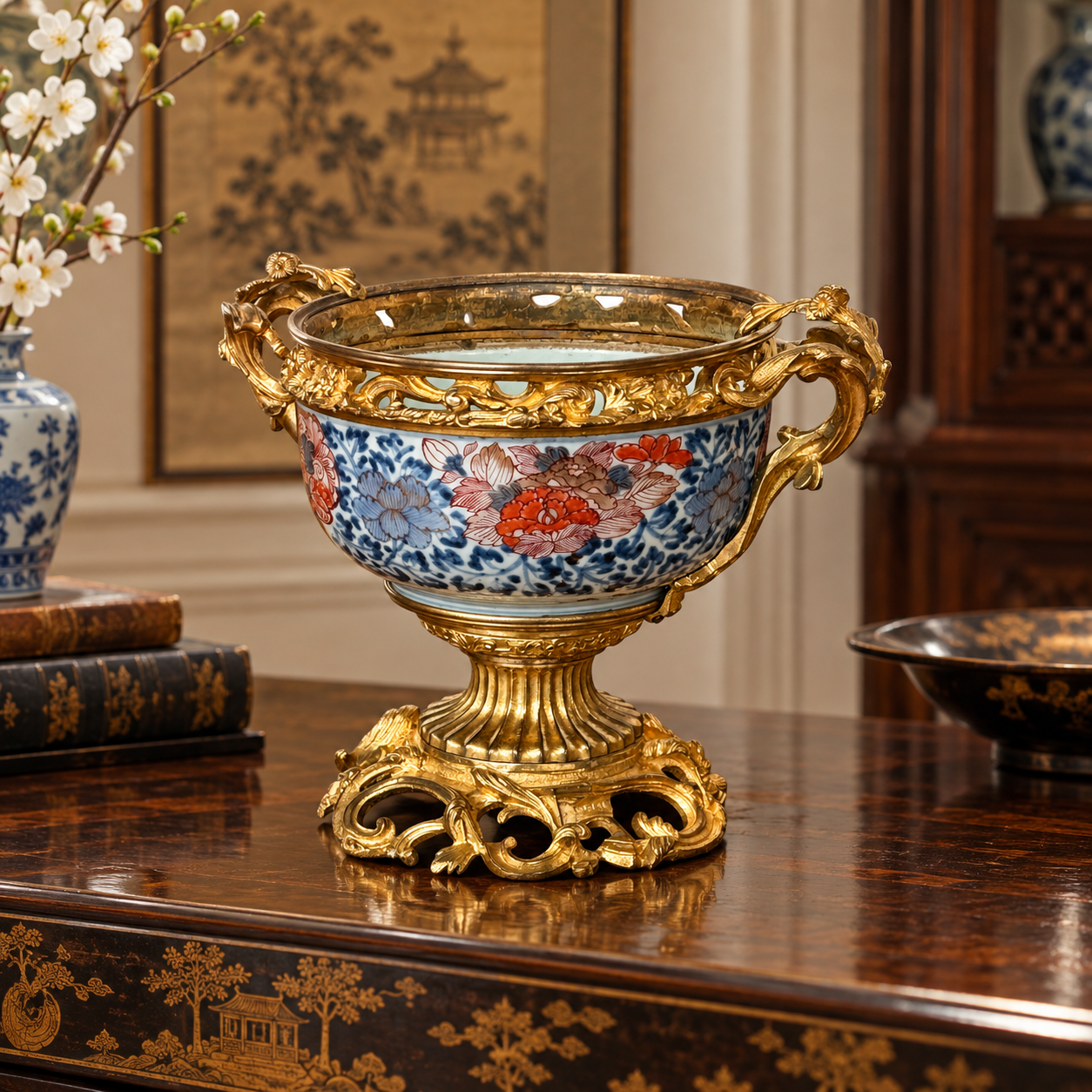 Japanese Imari Centrepiece with Gilt Bronze Mounts