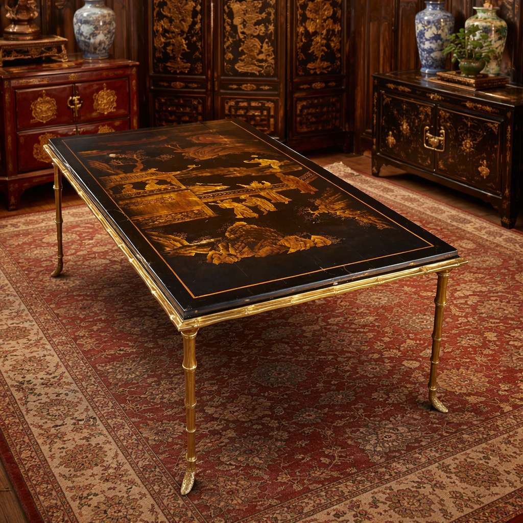 Rectangular Chinoiserie Lacquer Coffee Table