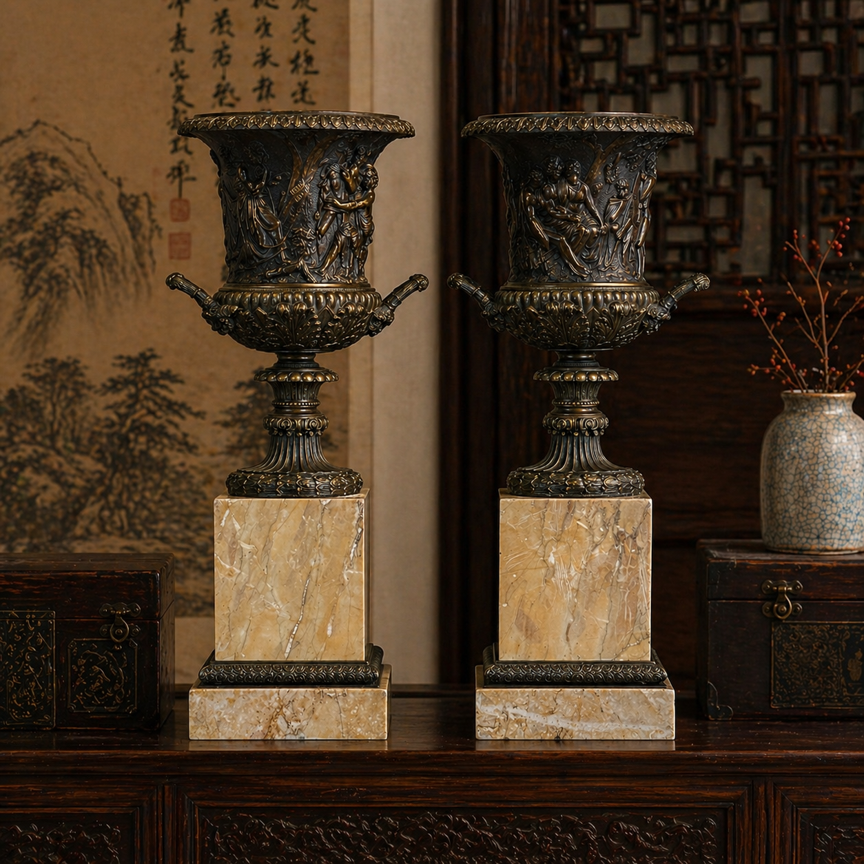 Pair of Classical Borghese-type Urns
